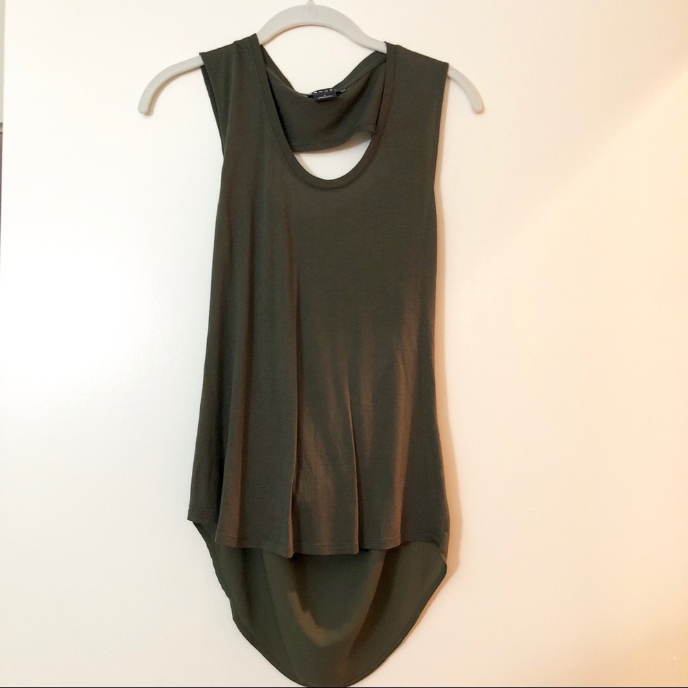 Trouvé Cutout Drape Back Tank - Olive Green S
